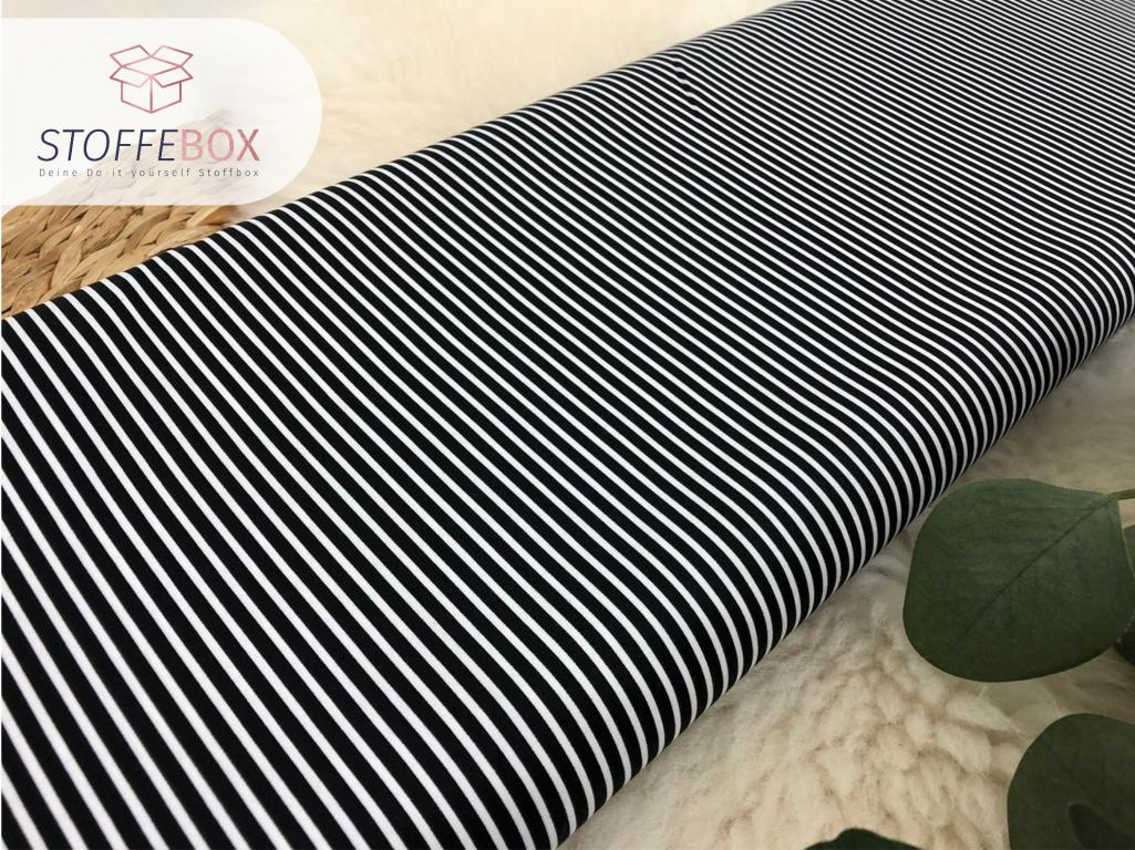 Webware/Baumwolle Öko-Tex-100 - weiße Streifen schmal (schwarz) – Bild 2