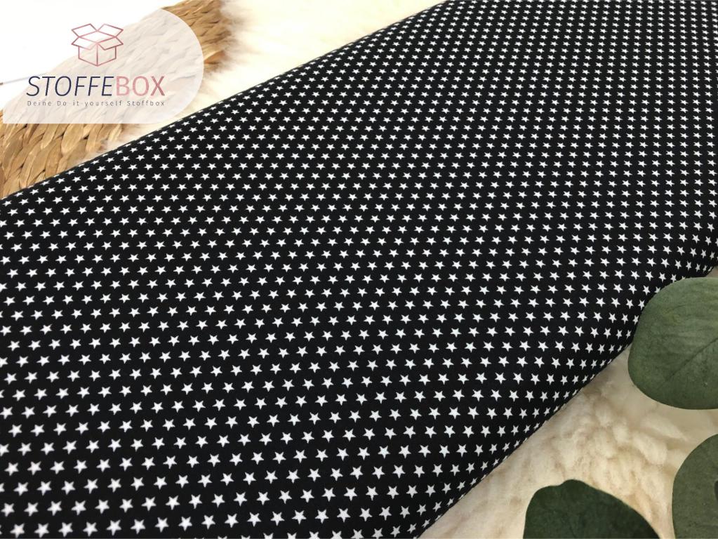 Webware/Baumwolle Öko-Tex-100 - mini weiße Sterne (schwarz) – Bild 2