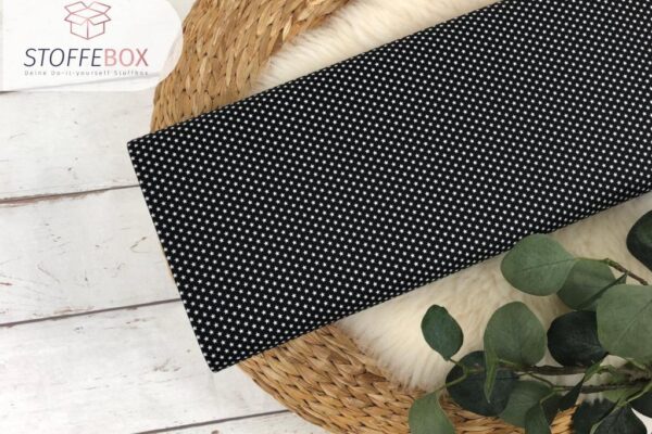 Webware/Baumwolle Öko-Tex-100 - mini weiße Sterne (schwarz)