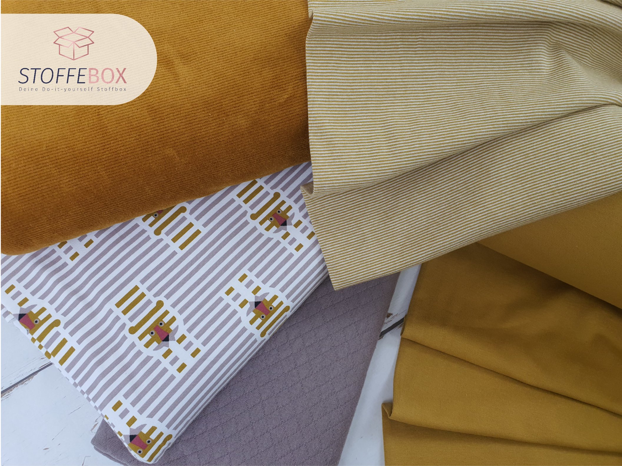 Stoffpaket - Löwe gestreift (senf/taupe) – Bild 2