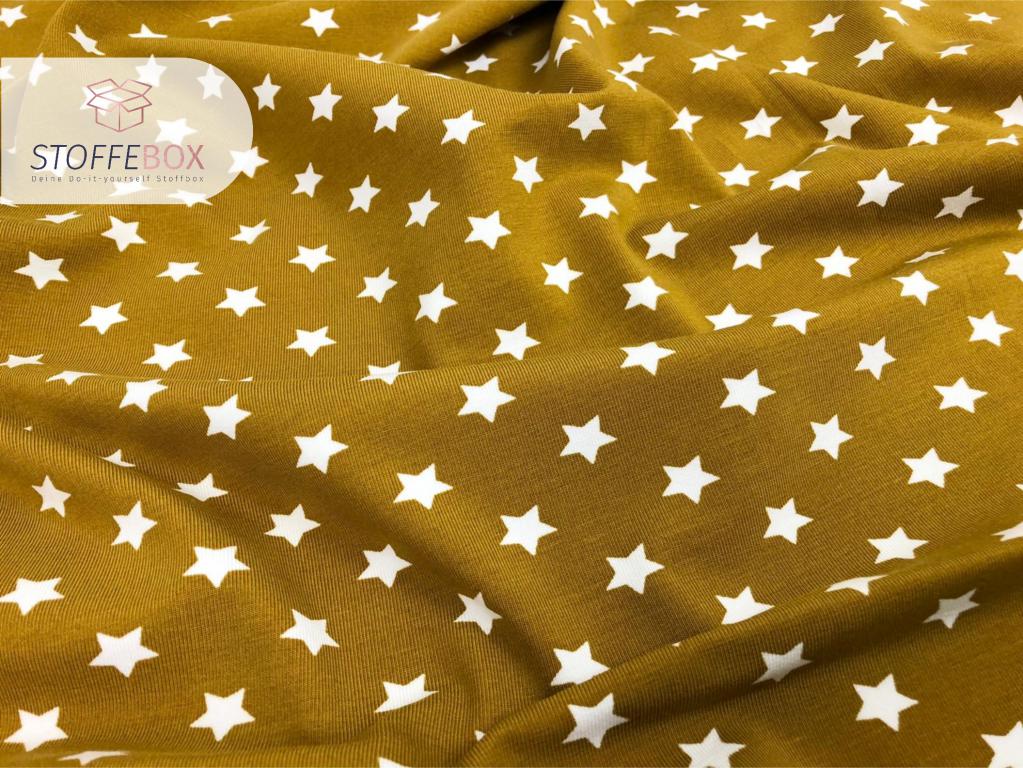 Jersey Öko-Tex-100 - Sterne (senf/weiß) – Bild 3