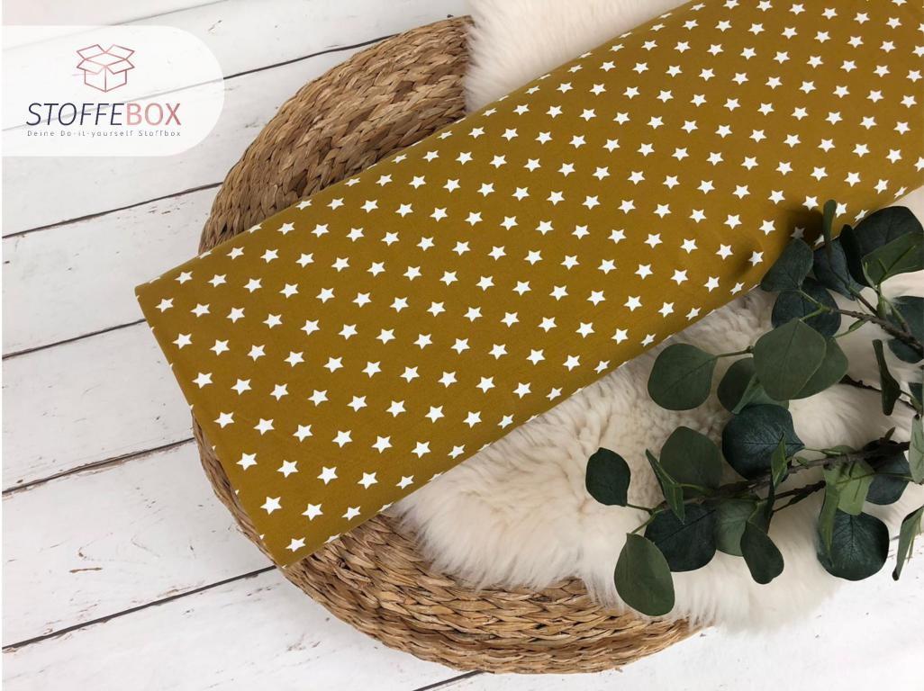 Jersey Öko-Tex-100 - Sterne (senf/weiß)