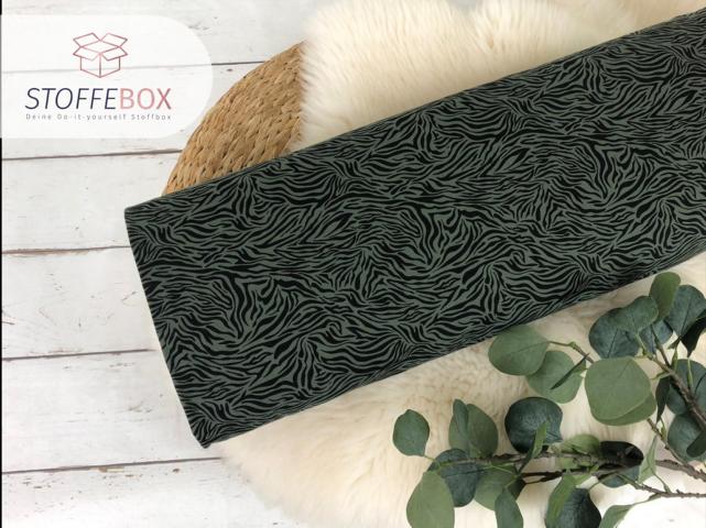 Jersey Öko-Tex-100 - Tiger Streifen (olivgrün/schwarz)