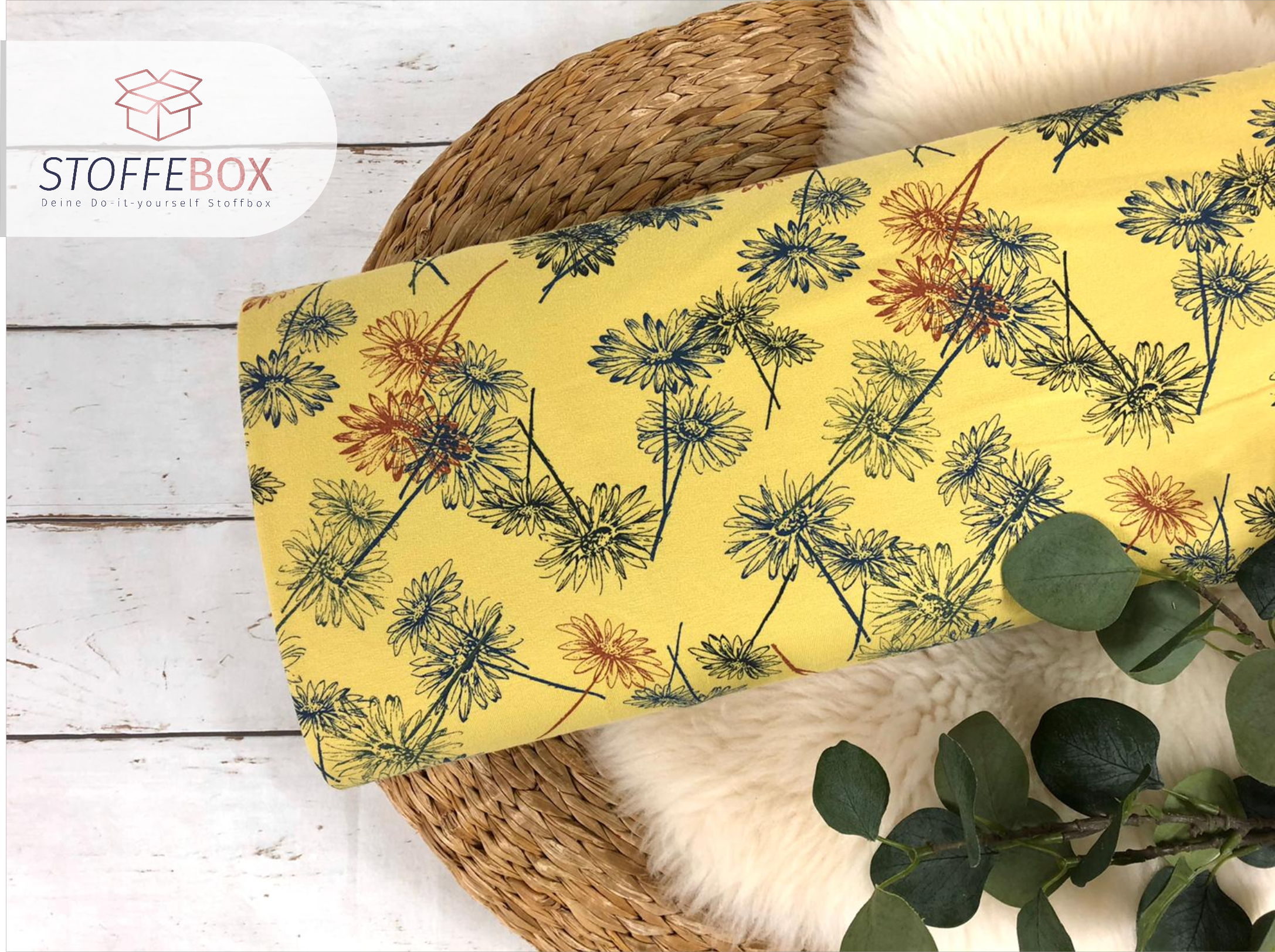 French Terry - Organic - Bio- Sommersweat Blumenmuster - (pastelgelb)