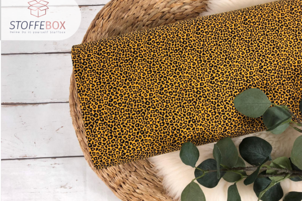 Jersey Öko-Tex-100 - Leoprint (senfgelb/schwarz)