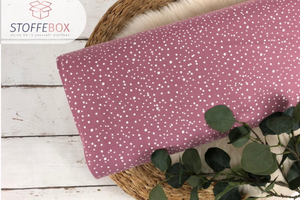 Jersey Stoff Öko-Tex-100 - mini Punkte Konfetti rosa, weiß
