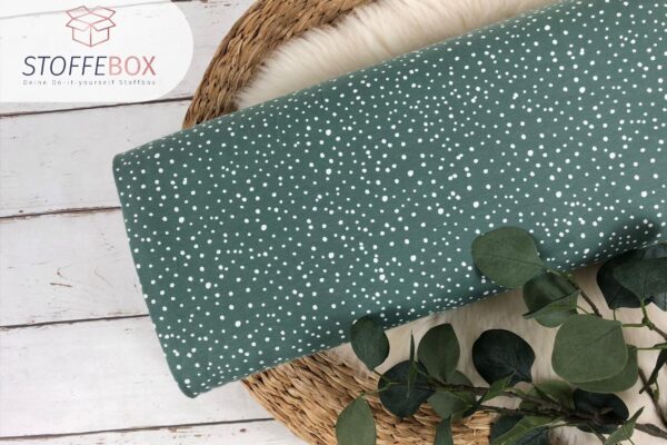Jersey Stoff Öko-Tex-100 - mini Punkte Konfetti mint, weiß