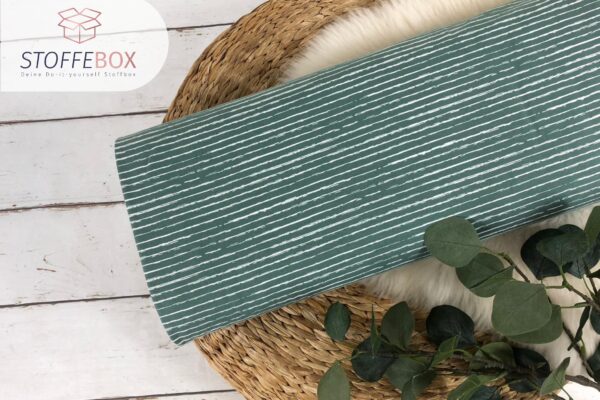 Jersey Stoff Öko-Tex-100 - Vintage Streifen mint, weiß