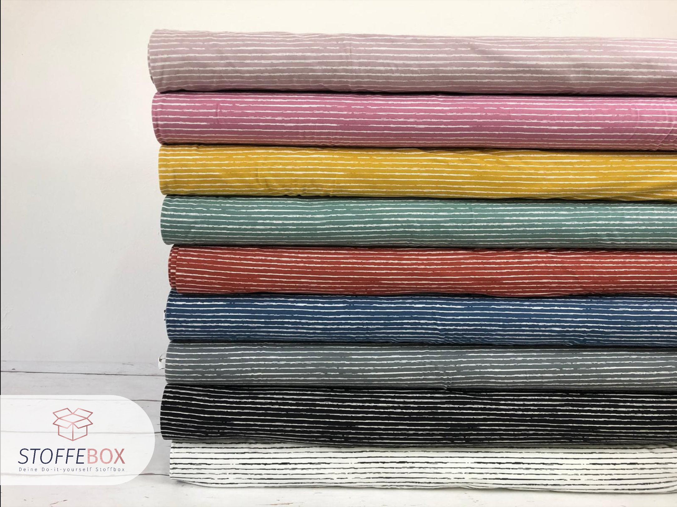 Jersey Stoff Öko-Tex-100 - Vintage Streifen grau, weiß – Bild 2