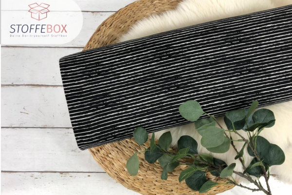 Reststück 30cm Jersey Öko-Tex-100 - Vintage Streifen (schwarz/weiß)