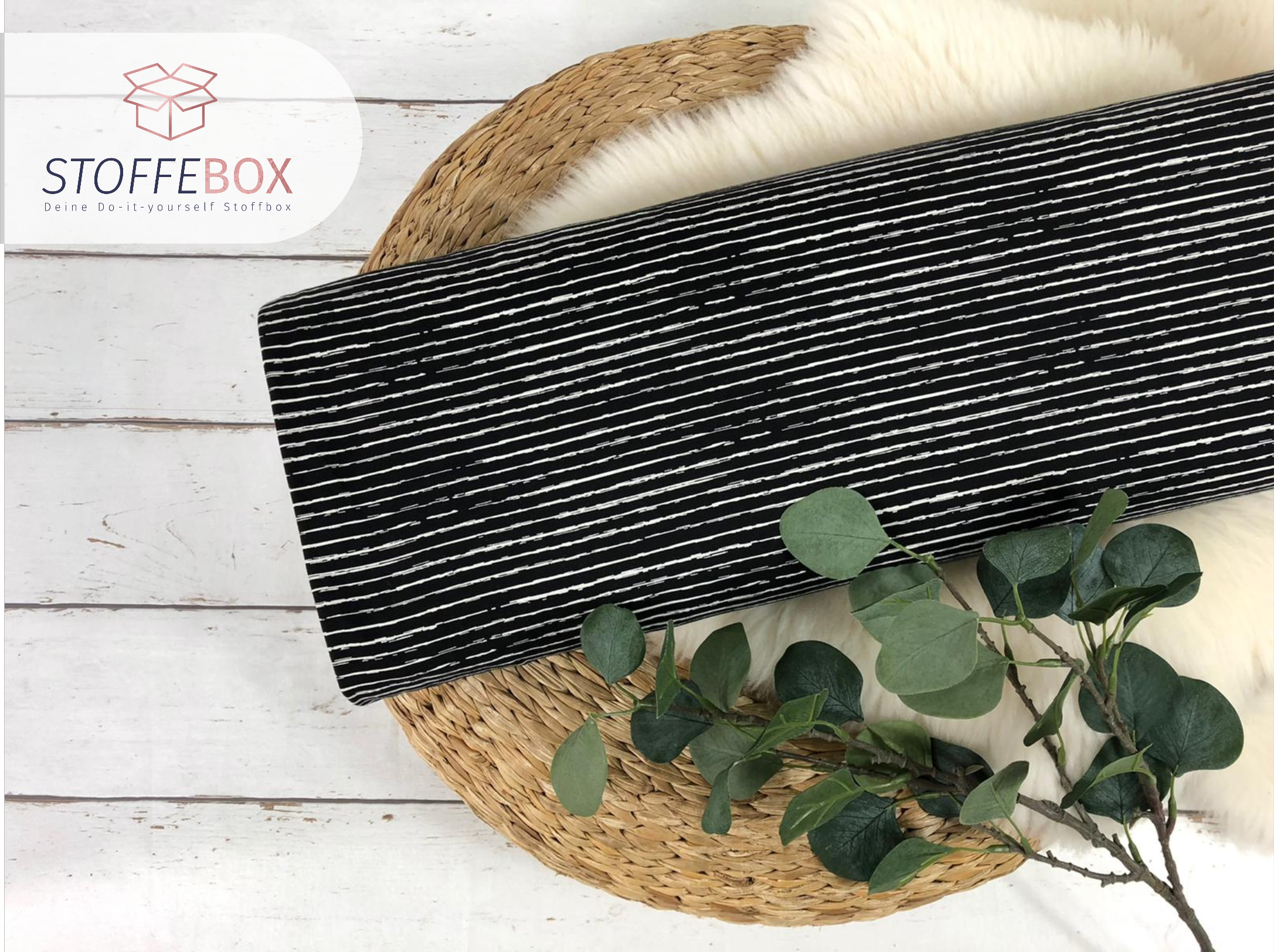 Reststück 30cm Jersey Öko-Tex-100 - Vintage Streifen (schwarz/weiß)