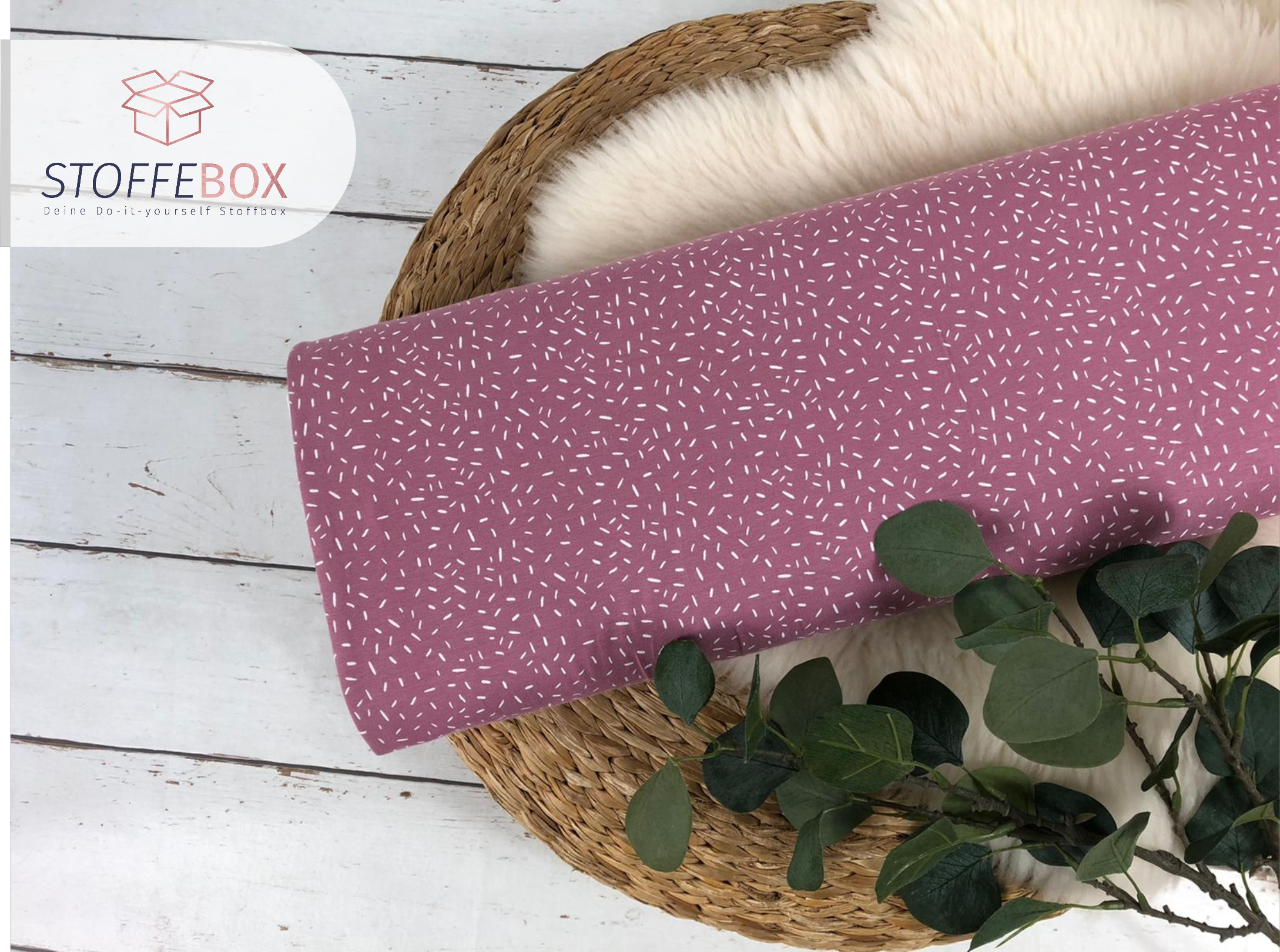 Jersey Stoff Öko-Tex-100 - Konfetti Striche rosa, weiß