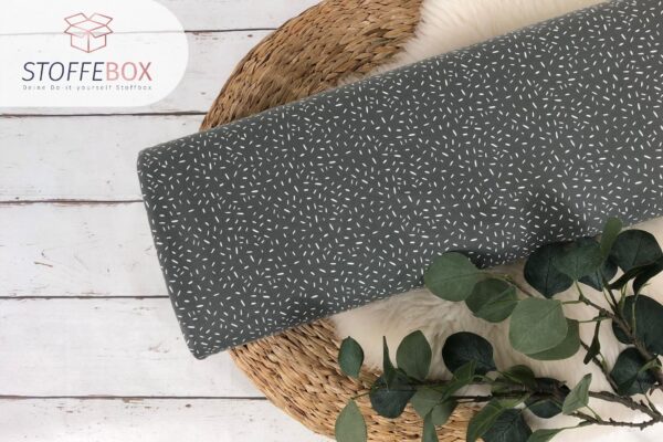 Jersey Stoff Öko-Tex-100 - Konfetti Striche grau, weiß