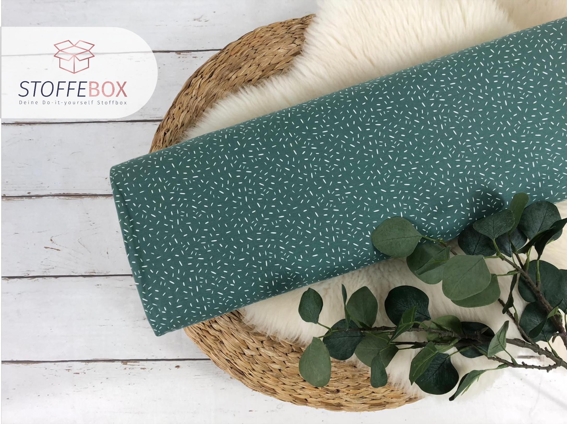 Reststück 40cm Jersey Stoff Öko-Tex-100 - Konfetti Striche mint, weiß