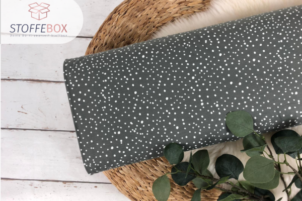 Jersey Stoff Öko-Tex-100 - mini Punkte Konfetti grau, weiß