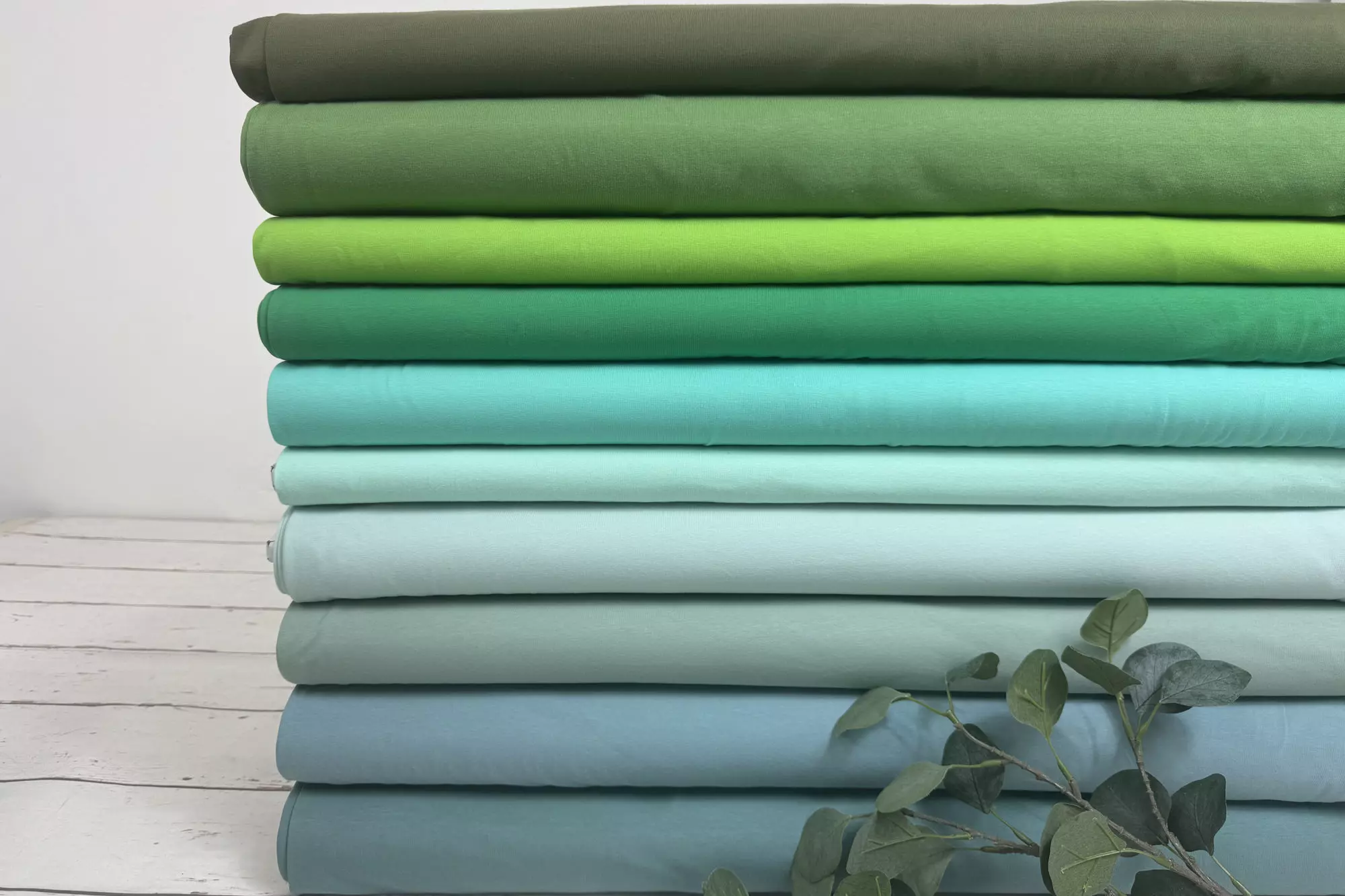 Jersey Stoff in Uni grün und mint Farben