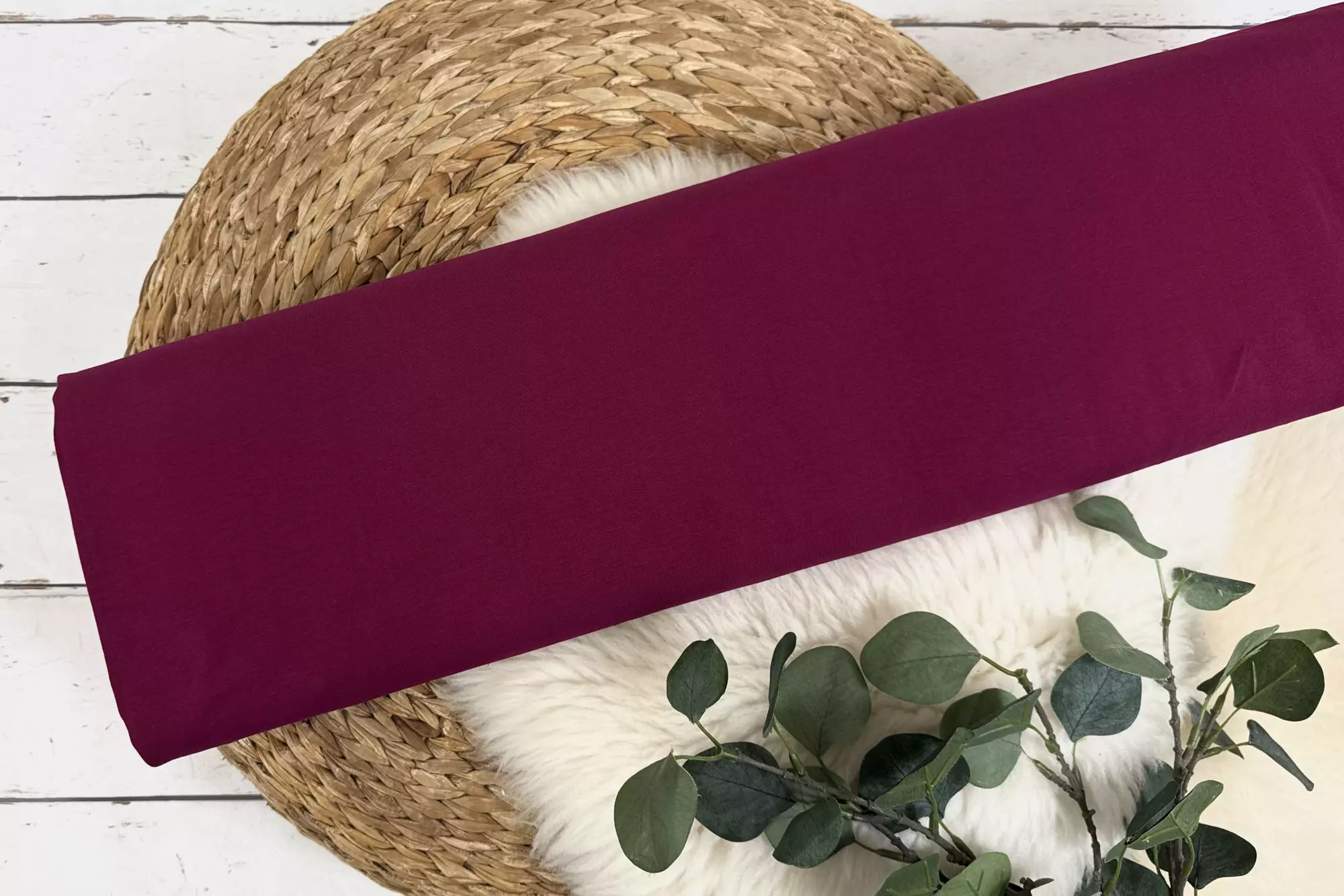 Jersey Stoff Öko-Tex-100 - Uni pink, bordeaux, aubergine und lila Töne (verschiedene Farben) – Bild 4