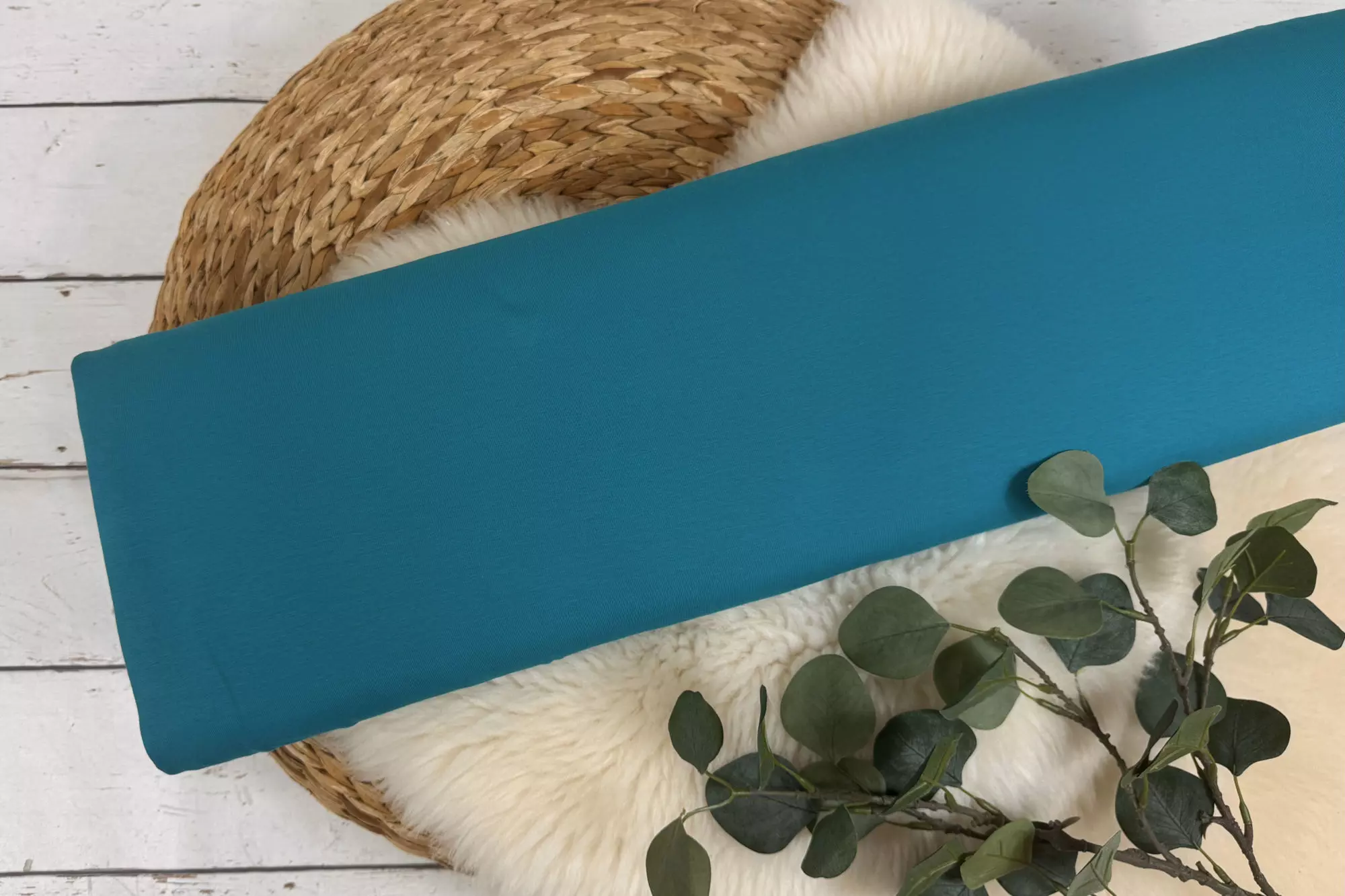 Jersey Stoff Öko-Tex-100 - Uni blau und petrol Töne (verschiedene Farben) – Bild 6