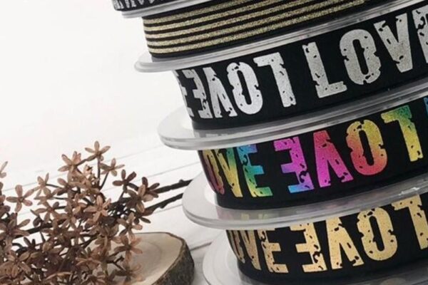 Gummiband LOVE elastisch - 40mm - Elastic Tape ( silber / gold / bunt )