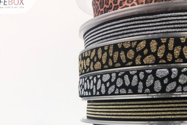 wählbar - Gummiband elastisch 25mm - Glitzer/Lurex - Elastic Tape (gold/silber/schwarz)