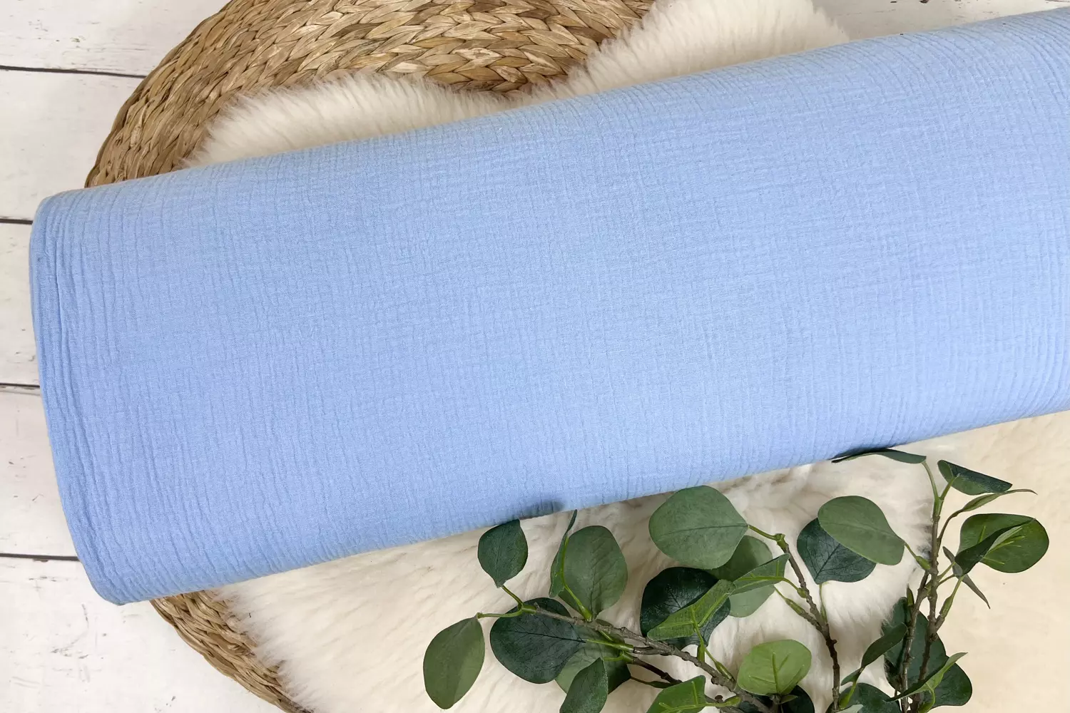 Musselin Uni / Double Gauze blau-grau Töne (Farbe wählbar) – Bild 5