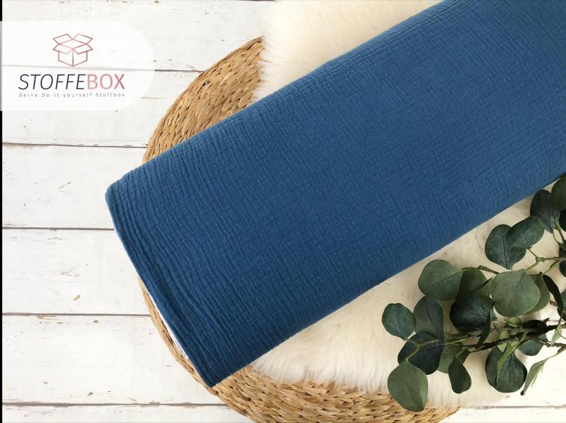 Musselin Uni / Double Gauze blau-grau Töne (Farbe wählbar) – Bild 3