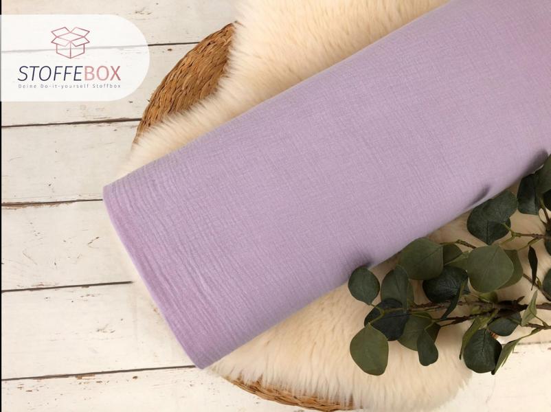 Reststück 40cm Musselin Uni / Double Gauze Uni flieder - Öko-Tex-100