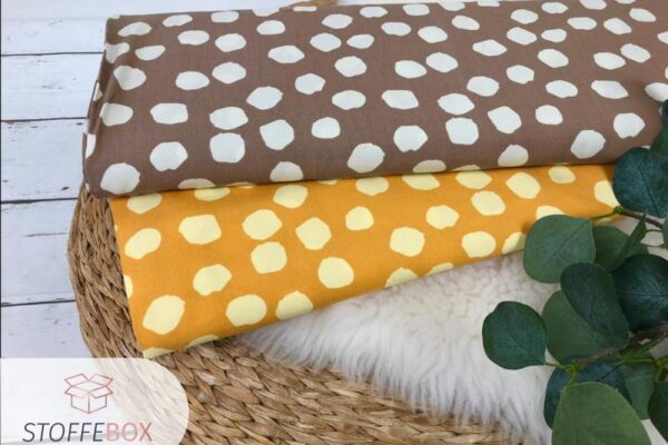 Viskose - Punkte Polka Dots taupe / gelb