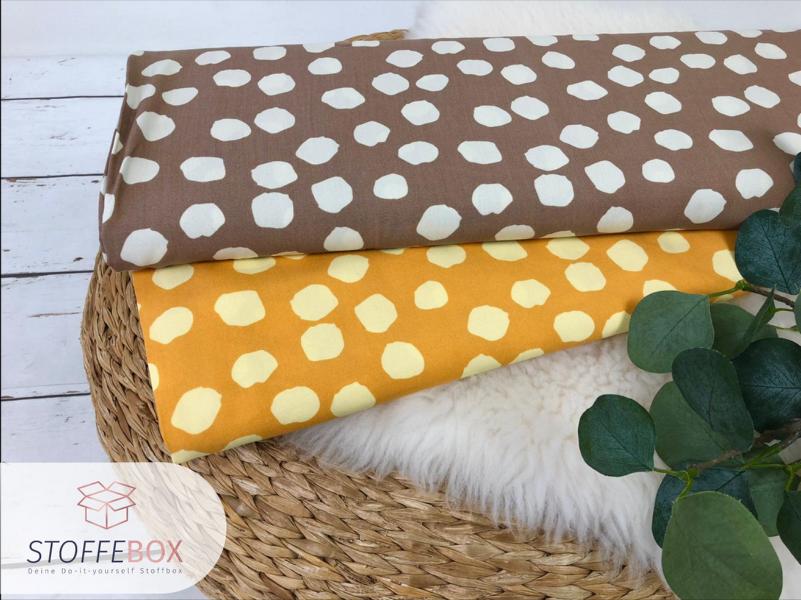 Viskose - Punkte Polka Dots taupe / gelb