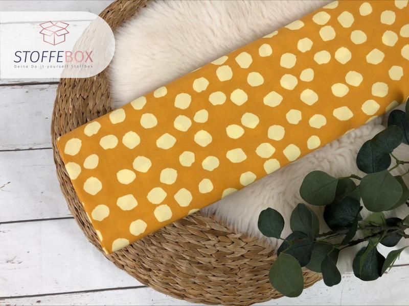 Viskose - Punkte Polka Dots taupe / gelb – Bild 2
