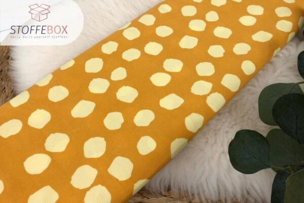 Viskose - Punkte Polka Dots taupe / gelb - gelb