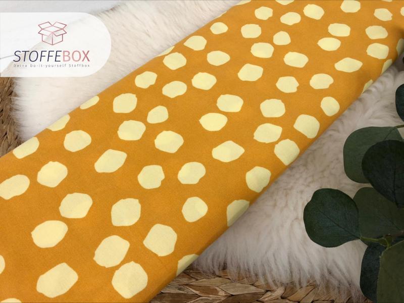 Viskose - Punkte Polka Dots taupe / gelb – Bild 3