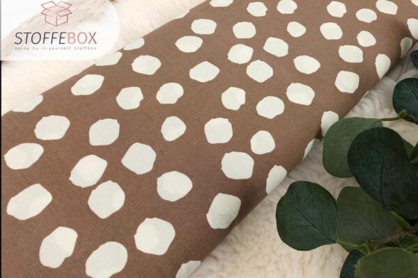 Viskose - Punkte Polka Dots taupe / gelb - taupe