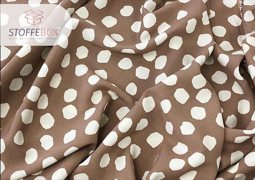 Viskose - Punkte Polka Dots taupe / gelb – Bild 7
