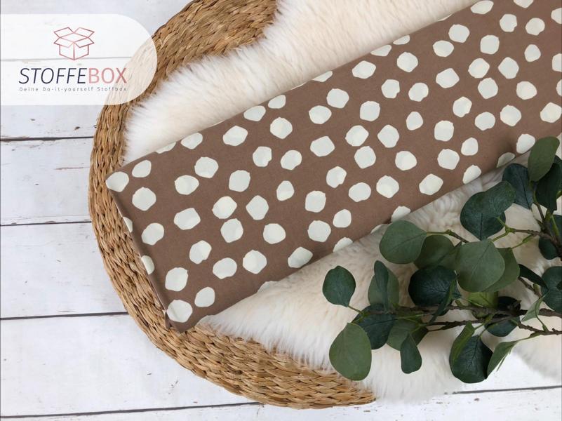 Viskose - Punkte Polka Dots taupe / gelb – Bild 5