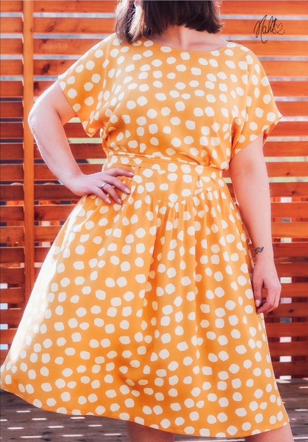Viskose - Punkte Polka Dots taupe / gelb – Bild 8