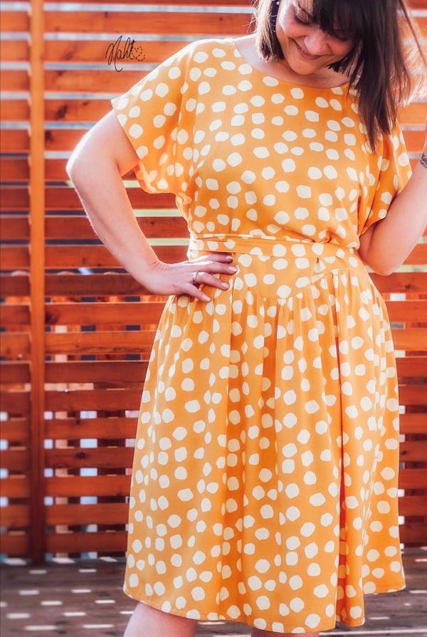 Viskose - Punkte Polka Dots taupe / gelb – Bild 9
