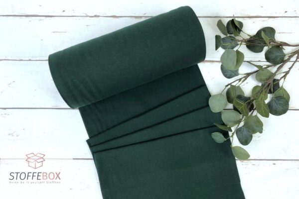 Bündchen Stoff - Uni tannengrün - 35cm Schlauchware Öko-Tex-100