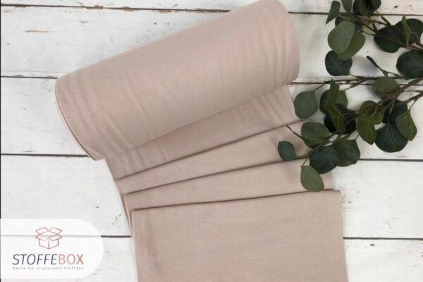 Bündchen Stoff - Uni hellsand/ nude - 35cm Schlauchware Öko-Tex-100