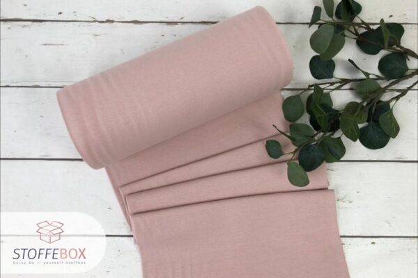 Bündchen Stoff - Uni puderrosa - 35cm Schlauchware Öko-Tex-100