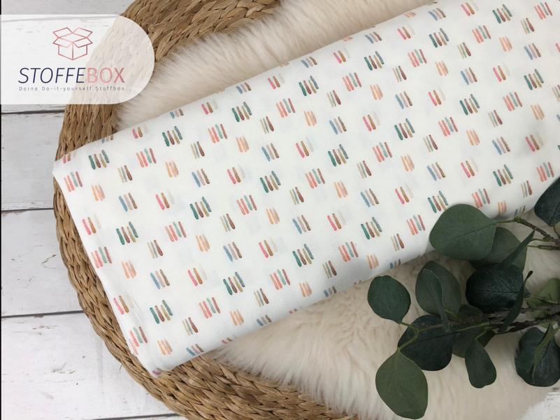 Bio Organic Jersey - aquarell Striche / gesprenkelte Blümchen / Regenbögen Boho (ecru) – Bild 5