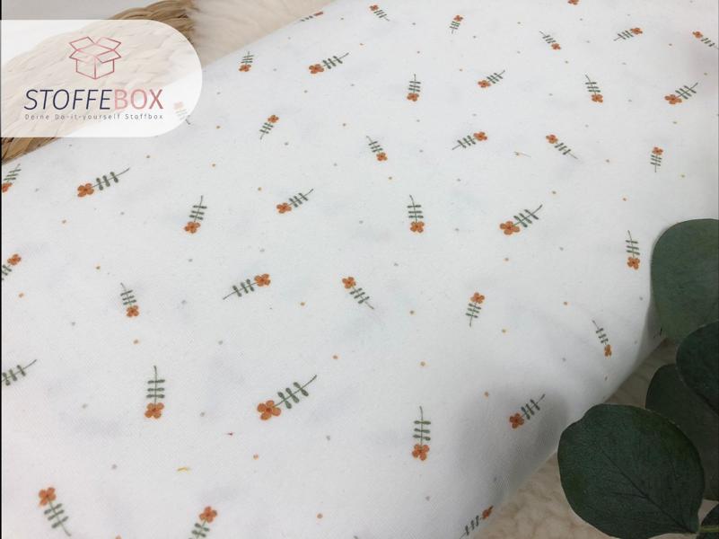 Bio Organic Jersey - aquarell Striche / gesprenkelte Blümchen / Regenbögen Boho (ecru) – Bild 3