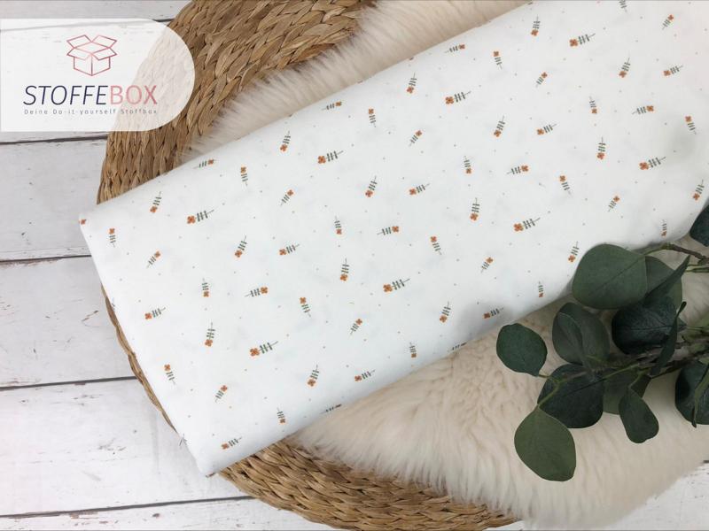 Bio Organic Jersey - aquarell Striche / gesprenkelte Blümchen / Regenbögen Boho (ecru) – Bild 2