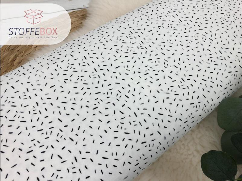 Jersey Öko-Tex-100 - Konfetti Striche (weiß/schwarz) – Bild 2