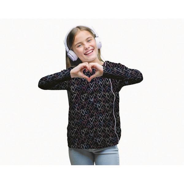 Jersey - Öko-Tex-100 - Glitzer Herzen (grau / dunkelblau) – Bild 7
