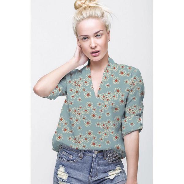Viskose - Popeline - Abstrakte Blumen (helljeans - dunkelorange - schwarz - dunkelblau) – Bild 10