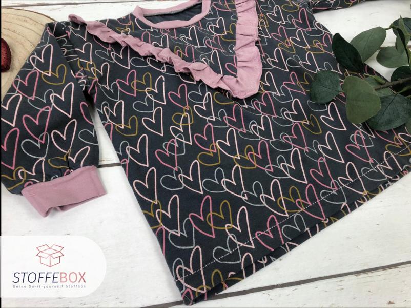Jersey - Öko-Tex-100 - Glitzer Herzen (grau / dunkelblau) – Bild 9