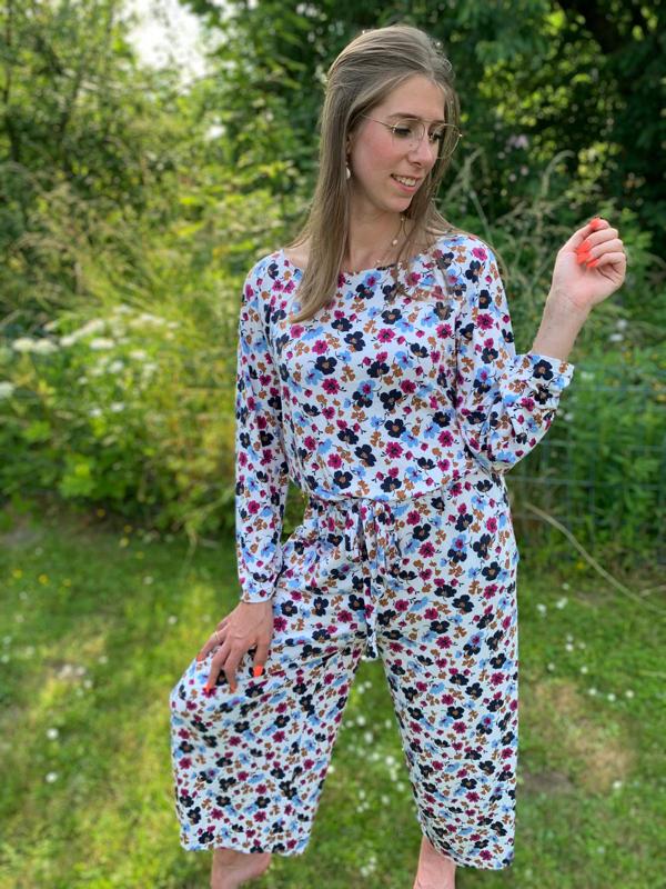 Modal Tencel - geblümt / Blumen (petrol / weiß) – Bild 7