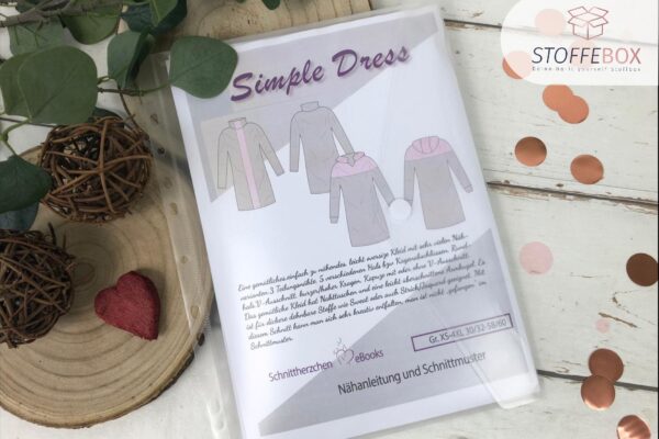 Schnittmuster-Schnittherzchen "SIMPLE DRESS" Kleid DAMEN" Gr.30/32 bis 58/60