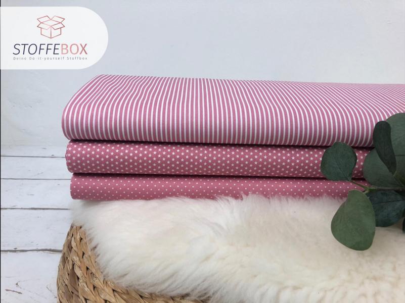 Webware/Baumwolle Öko-Tex-100 - weiße Streifen schmal (altrosa) – Bild 3
